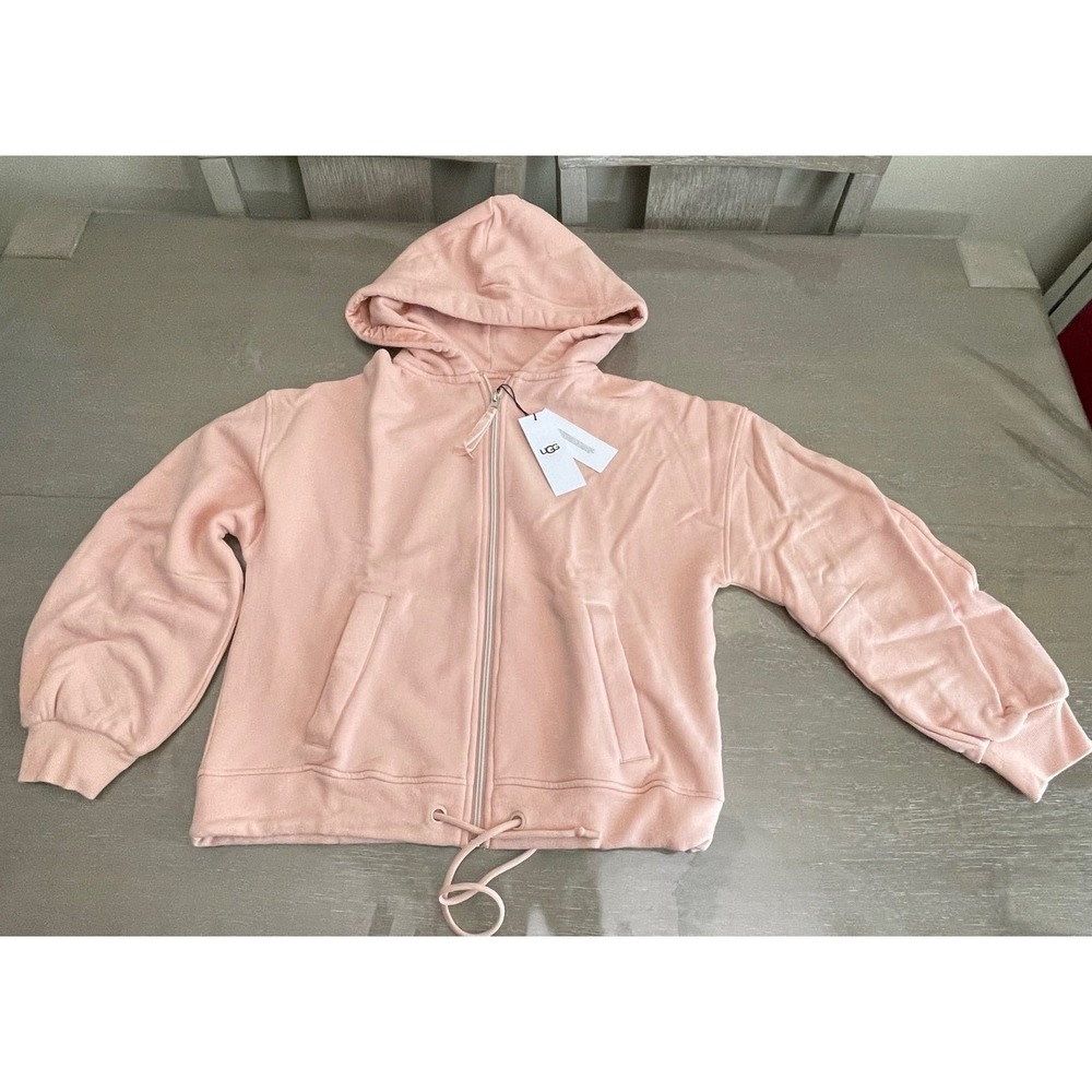 UGG Abbi Half Moon Sleeve Hoodie Rosewood Pink Full Zip Sweatshirt 1117739 Small
